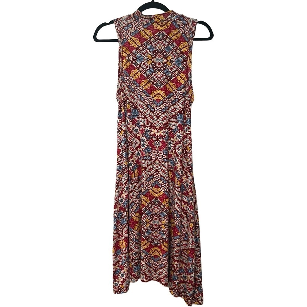 ANTHROPOLOGIE MAEVE Printed Cowl Neck Sleeveless Red Dress Sz S - Picture 2 of 5